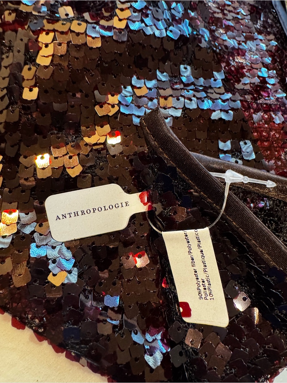 NWT Anthropologie Wine Colored Sequin Head Kerchief - Picture 5 of 7